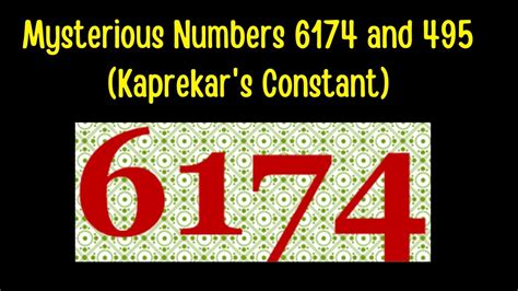 Mysterious number 6174 .